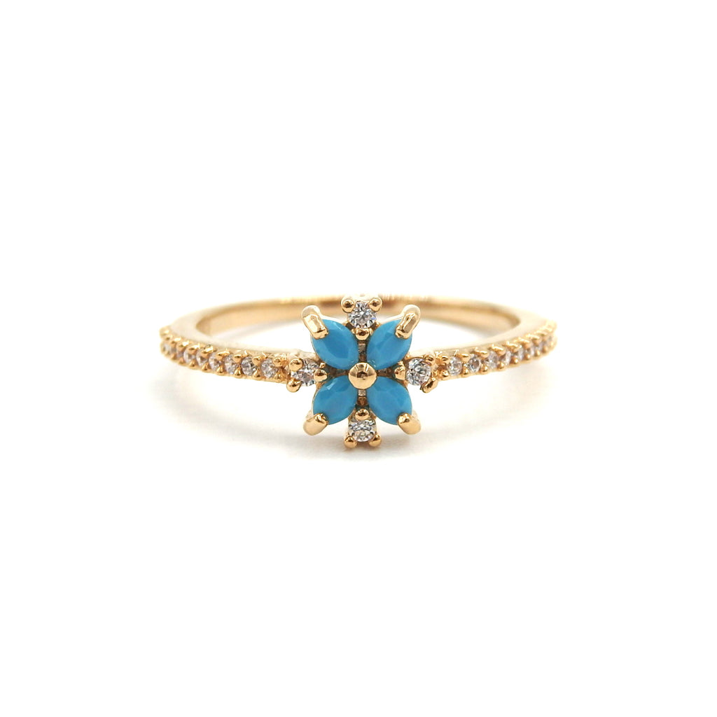 Bague fleur bleue