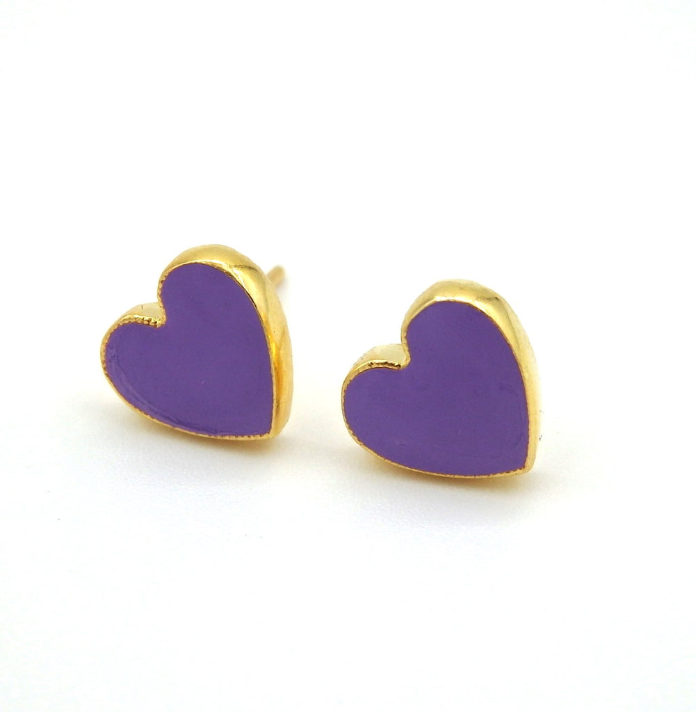 Boucles d'oreilles puces cœur violet