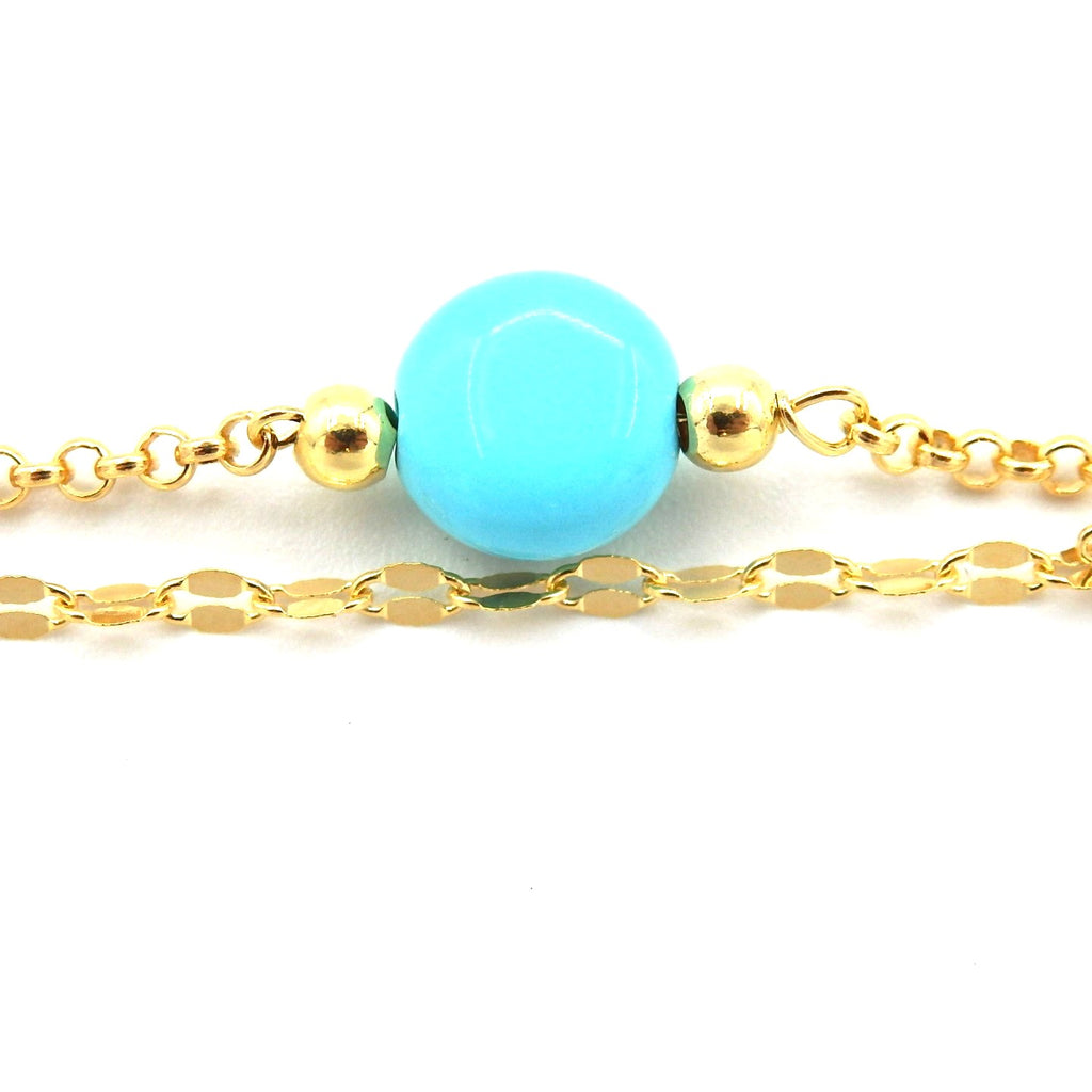 Bracelet double chaîne turquoise
