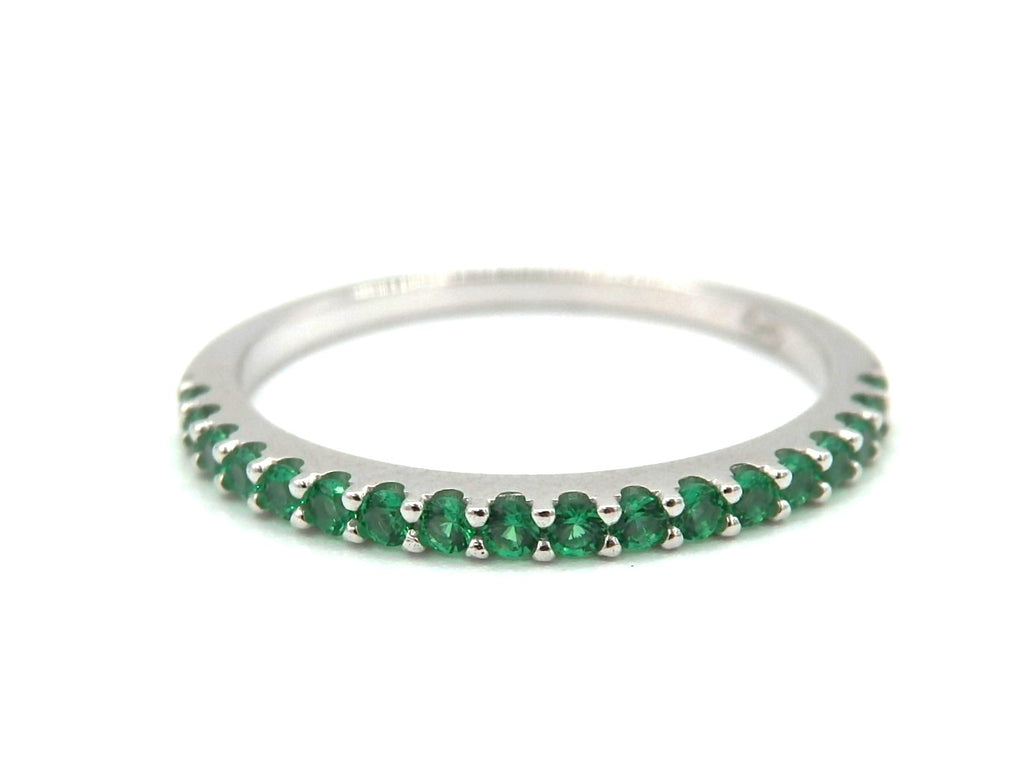 Bague fine argent verte