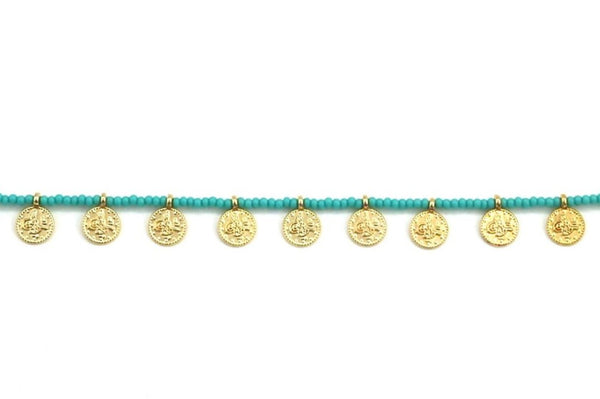 Bracelet Mykonos perle bleu médaille