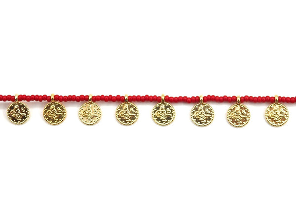 Bracelet Mykonos perle rouge médaille