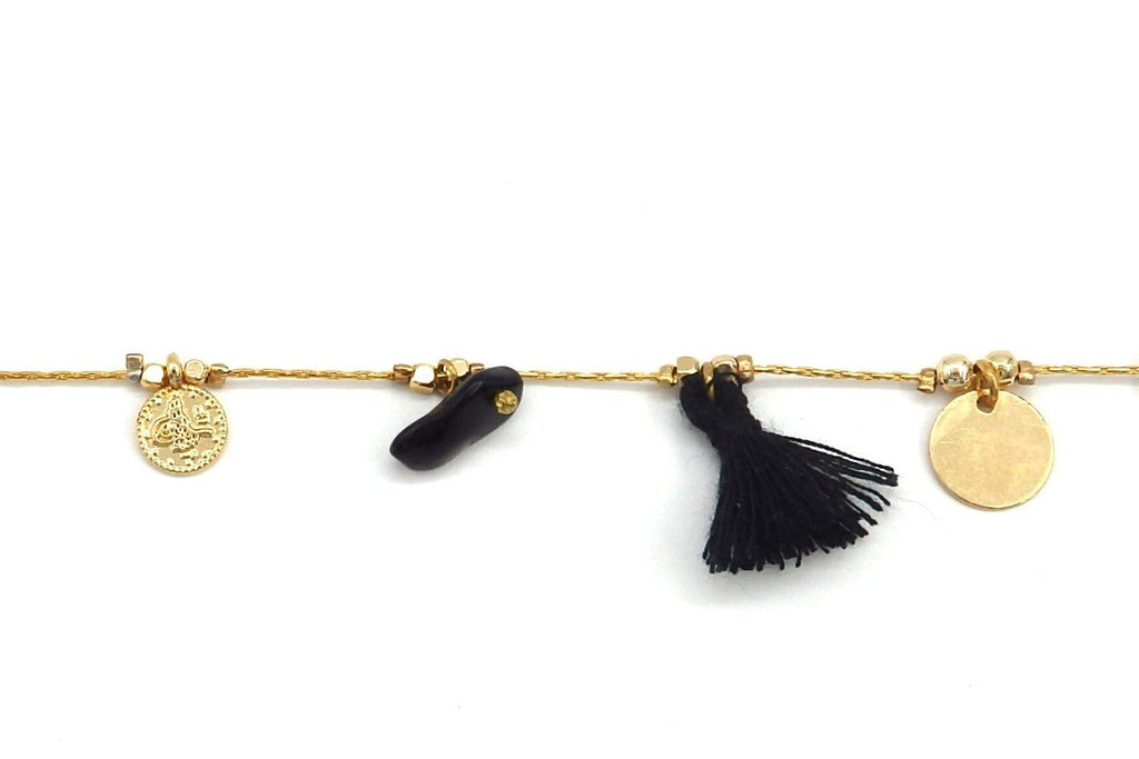 Bracelet Mykonos pampilles noire